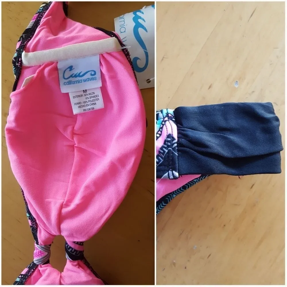 California Waves Strapless Bikini Sz M